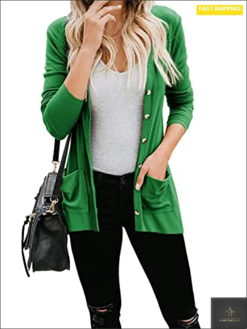 Women's Button Down Loose Knit Cardigan with Pockets